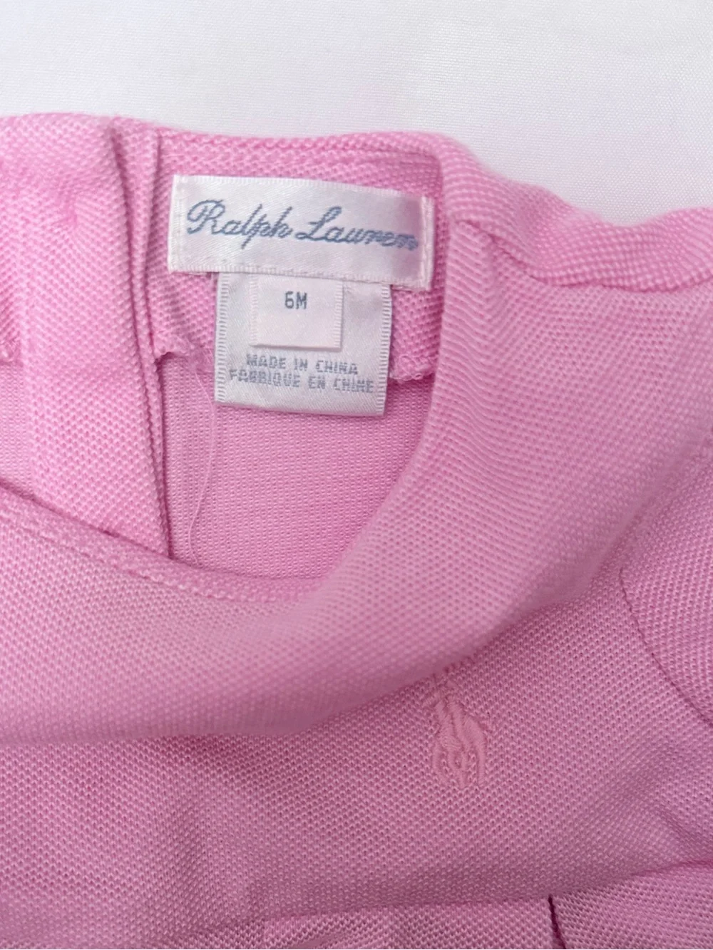 Ralph Lauren Baby Girl Pink Pleated Short Sleeve Cotton Knit Dress Top